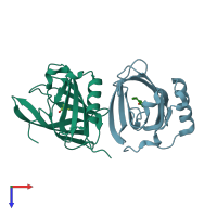 PDB entry 1e06 coloured by chain, top view.