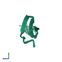 PDB entry 1e0l coloured by chain, ensemble of 10 models, side view.