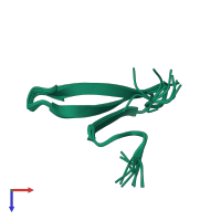 PDB entry 1e0m coloured by chain, ensemble of 10 models, top view.