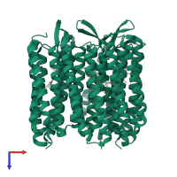 Bacteriorhodopsin in PDB entry 1e0p, assembly 1, top view.
