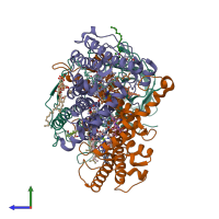 PDB entry 1e14 coloured by chain, side view.