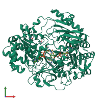 PDB entry 1e18 coloured by chain, front view.