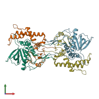 PDB entry 1e1h coloured by chain, front view.