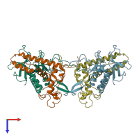 PDB entry 1e1h coloured by chain, top view.