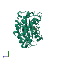 PDB entry 1e1v coloured by chain, side view.