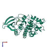 PDB entry 1e1v coloured by chain, top view.