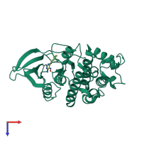 PDB entry 1e1x coloured by chain, top view.