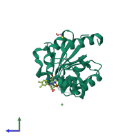 PDB entry 1e20 coloured by chain, side view.