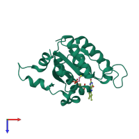 PDB entry 1e20 coloured by chain, top view.