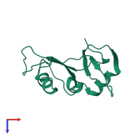 PDB entry 1e21 coloured by chain, top view.