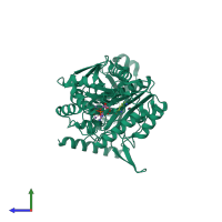 PDB entry 1e24 coloured by chain, side view.