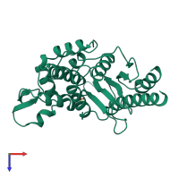 PDB entry 1e25 coloured by chain, top view.