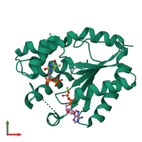 PDB entry 1e2g coloured by chain, front view.