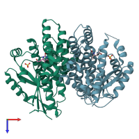 PDB entry 1e2m coloured by chain, top view.