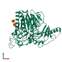 PDB entry 1e2s coloured by chain, front view.