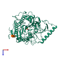 PDB entry 1e2s coloured by chain, top view.