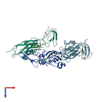 PDB entry 1e2v coloured by chain, top view.