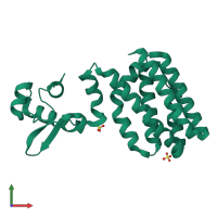 PDB entry 1e2x coloured by chain, front view.