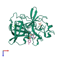 PDB entry 1e35 coloured by chain, top view.