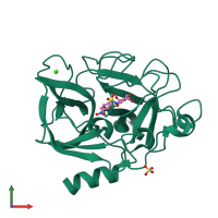 PDB entry 1e36 coloured by chain, front view.