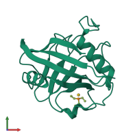 PDB entry 1e3b coloured by chain, front view.