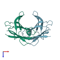 PDB entry 1e3f coloured by chain, top view.