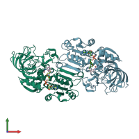 PDB entry 1e3i coloured by chain, front view.