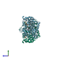 PDB entry 1e3i coloured by chain, side view.