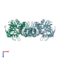 PDB entry 1e3i coloured by chain, top view.