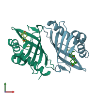 PDB entry 1e3v coloured by chain, front view.