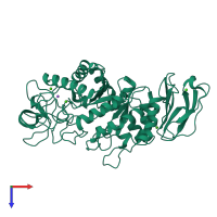 PDB entry 1e3x coloured by chain, top view.