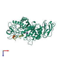 PDB entry 1e3z coloured by chain, top view.