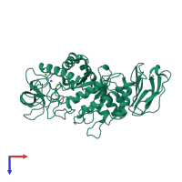 PDB entry 1e43 coloured by chain, top view.