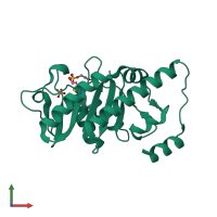 PDB entry 1e47 coloured by chain, front view.