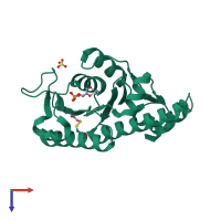 PDB entry 1e47 coloured by chain, top view.