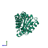 PDB entry 1e48 coloured by chain, side view.