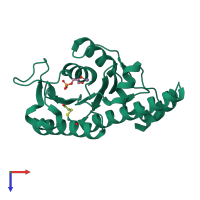 PDB entry 1e48 coloured by chain, top view.