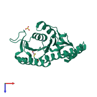 PDB entry 1e49 coloured by chain, top view.