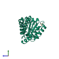 PDB entry 1e4a coloured by chain, side view.
