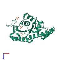 PDB entry 1e4a coloured by chain, top view.