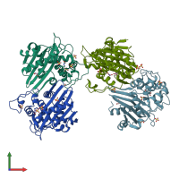 PDB entry 1e4d coloured by chain, front view.