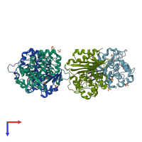 PDB entry 1e4d coloured by chain, top view.