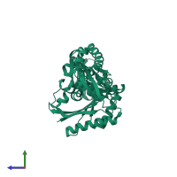 PDB entry 1e4f coloured by chain, side view.