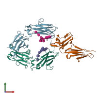 PDB entry 1e4k coloured by chain, front view.