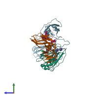 PDB entry 1e4k coloured by chain, side view.