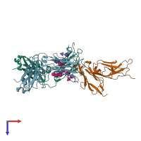 PDB entry 1e4k coloured by chain, top view.