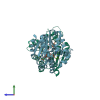 PDB entry 1e4v coloured by chain, side view.