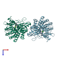 PDB entry 1e56 coloured by chain, top view.