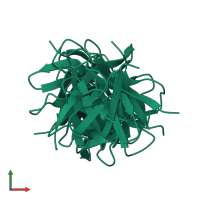PDB entry 1e5c coloured by chain, ensemble of 5 models, front view.