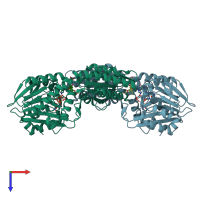 PDB entry 1e5d coloured by chain, top view.